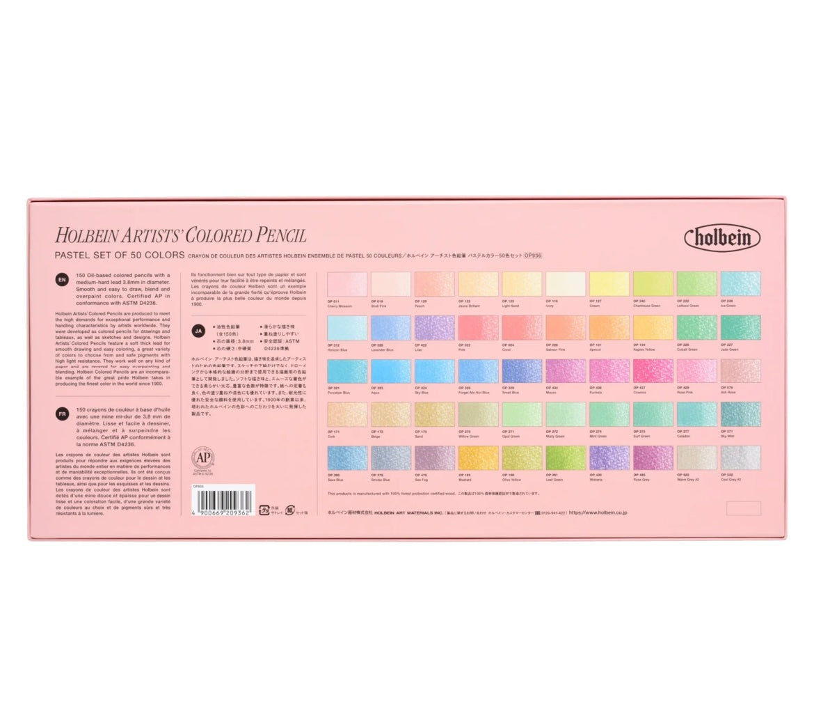 Holbein -Artists Oil based kleurpotloden set van 50 pastel