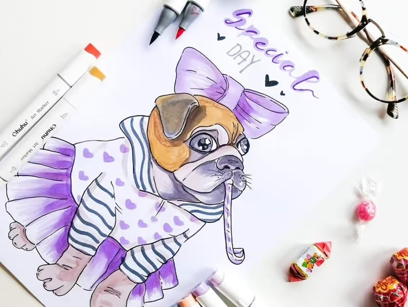 Ohuhu Alcohol based Art markers Brush & chisel – set van 72 + Blender + etui