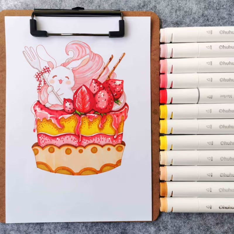 Ohuhu Alcohol based Art markers Fine & chisel – set van 120 + Blender + etui