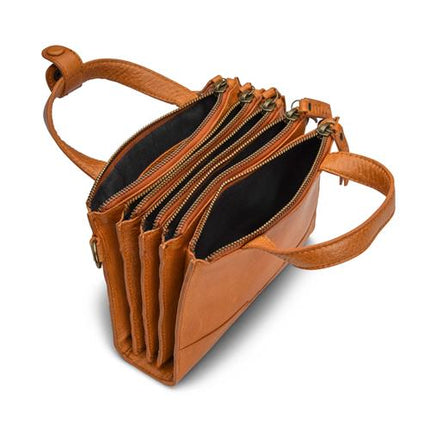 MUUD - Dac Handgemaakt leren schoudertas 20 x 14,5 cm - kleur WHISKY