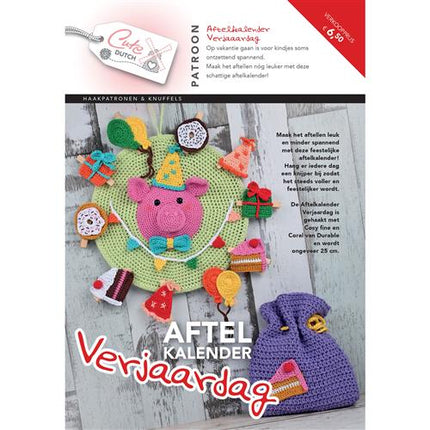 Calendrier de compte à rebours d'anniversaire avec livret à motif hollandais mignon - Néerlandais