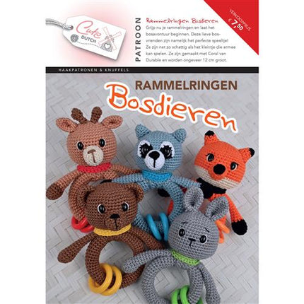 Cute Dutch Pattern Book Rattle Rings Forest Animals - Dutch