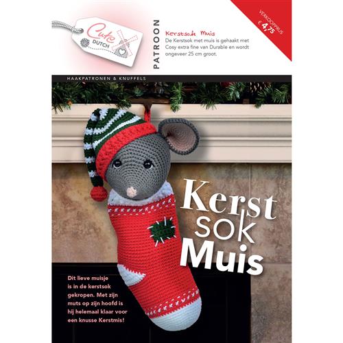 Cute Dutch Patronenboekje Kerstsok Muis - Nederlands