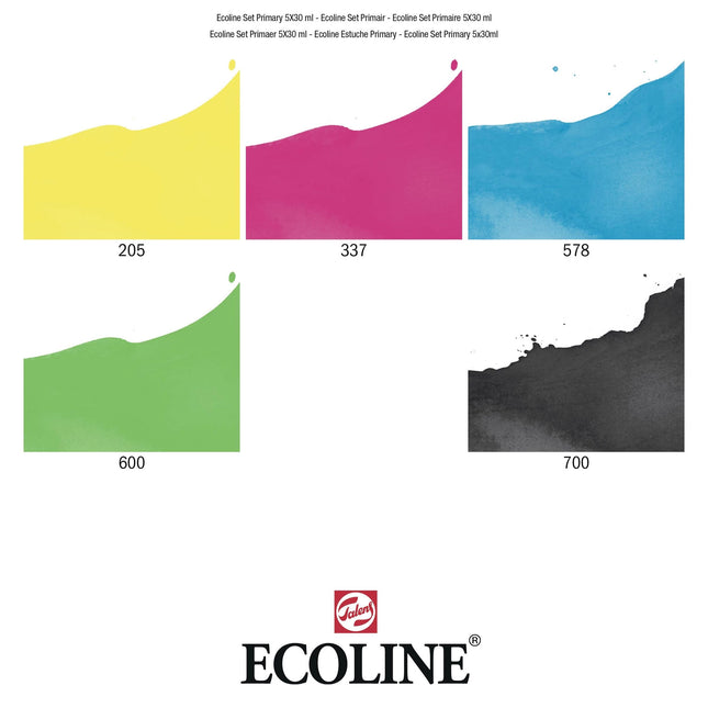Talens Art Creation - Ecoline - Vloeibare waterverf set Primair | 5 x 30 ml
