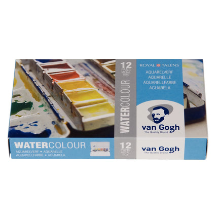 Van Gogh - Aquarelverf set in metalen blik met 12 kleuren in halve napjes