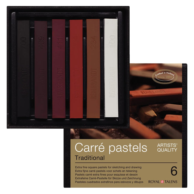 Rembrandt - Carré pastel set Traditional - 6 kleuren