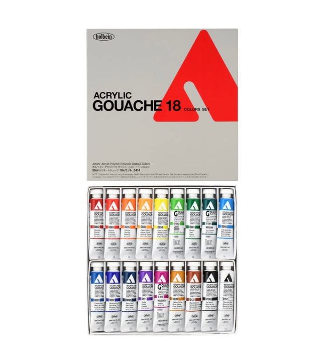 Holbein - Acrylic Gouache 20ml set van 18