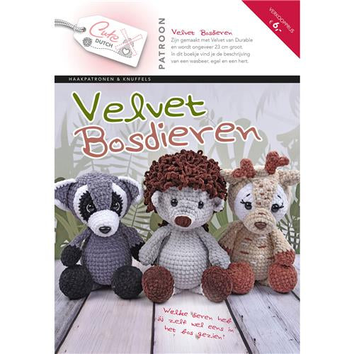 Kit au crochet Animaux de la forêt en velours - Livret de motifs hollandais mignon - Néerlandais