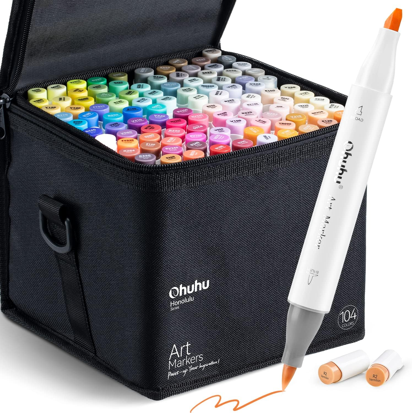 Ohuhu Alcohol based Art markers Brush & chisel – set van 104 + Blender