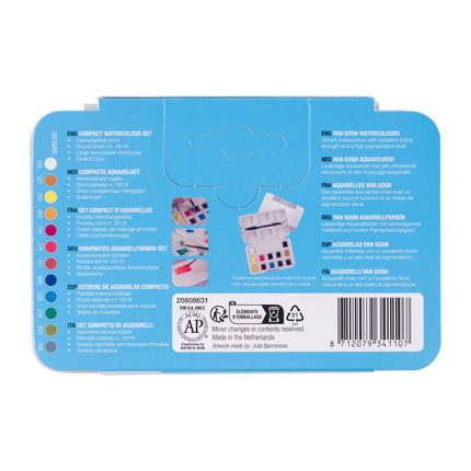 Van Gogh - Aquarelverf pocket box Basic Colours met 12 kleuren in halve napjes