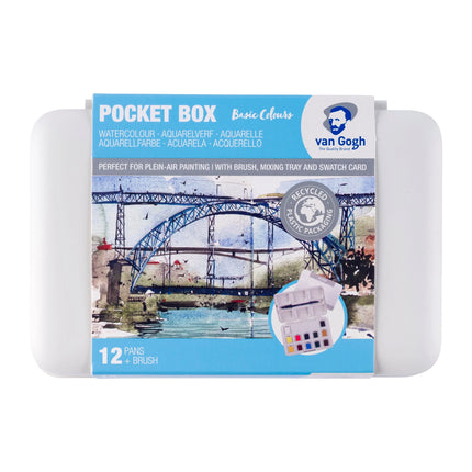 Van Gogh - Aquarelverf pocket box Basic Colours met 12 kleuren in halve napjes