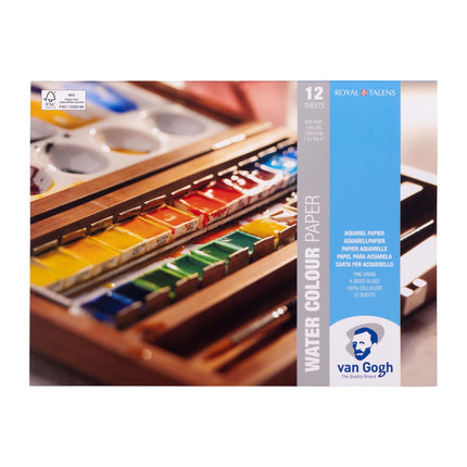 Van Gogh -  18 x 24 cm Blok met aquarelverfpapier - 12 vellen 300 g