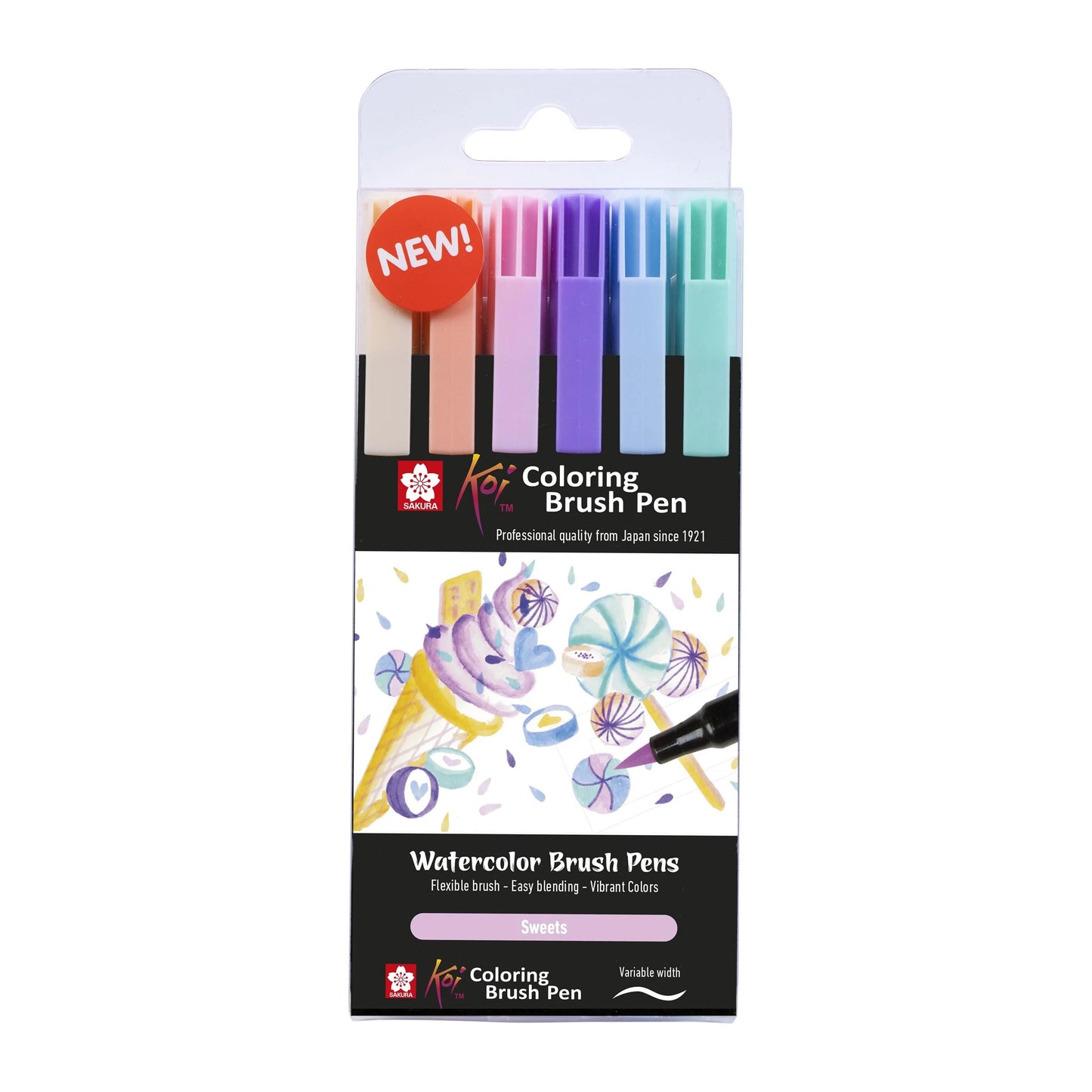 Sakura - Koi Coloring Brush Pen set Sweets - 6 kleuren