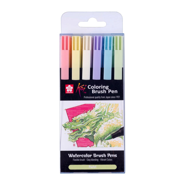 Sakura - Koi Colouring Brush Pen set Pastel - 6 kleuren