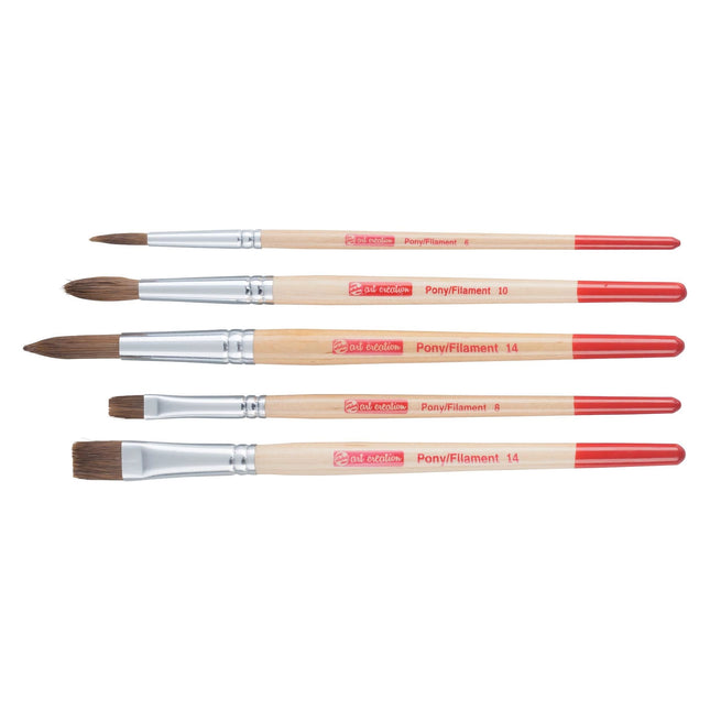 Talens Art Creation - Watercolor brushes set of 5 - Pony/Polyester