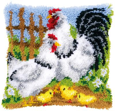 Vervaco - Knoopkussen kippenfamilie op de boerderij