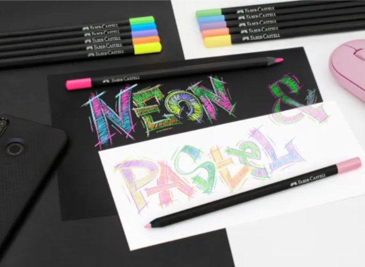 Faber-Castell - Kleurpotlood Black Edition - 12 stuks neon+pastel in karton etui