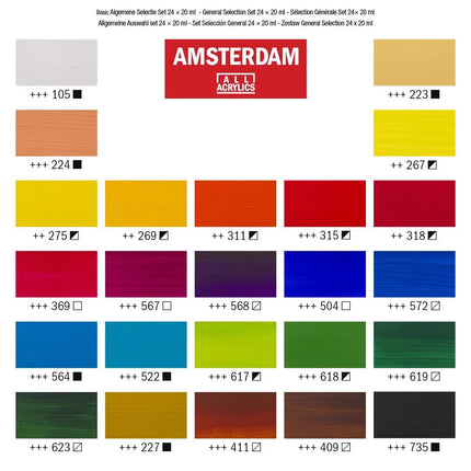 Amsterdam - Standard Series acrylverf algemene selectie set | 24 × 20 ml