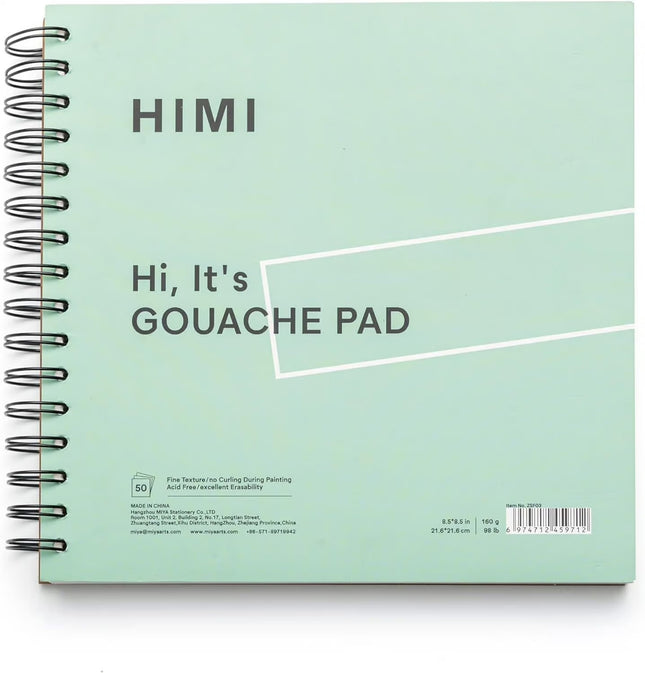 HIMI Gouache Pad – 20 x 20 cm ring binder – 50 sheets – 160 grams – Green