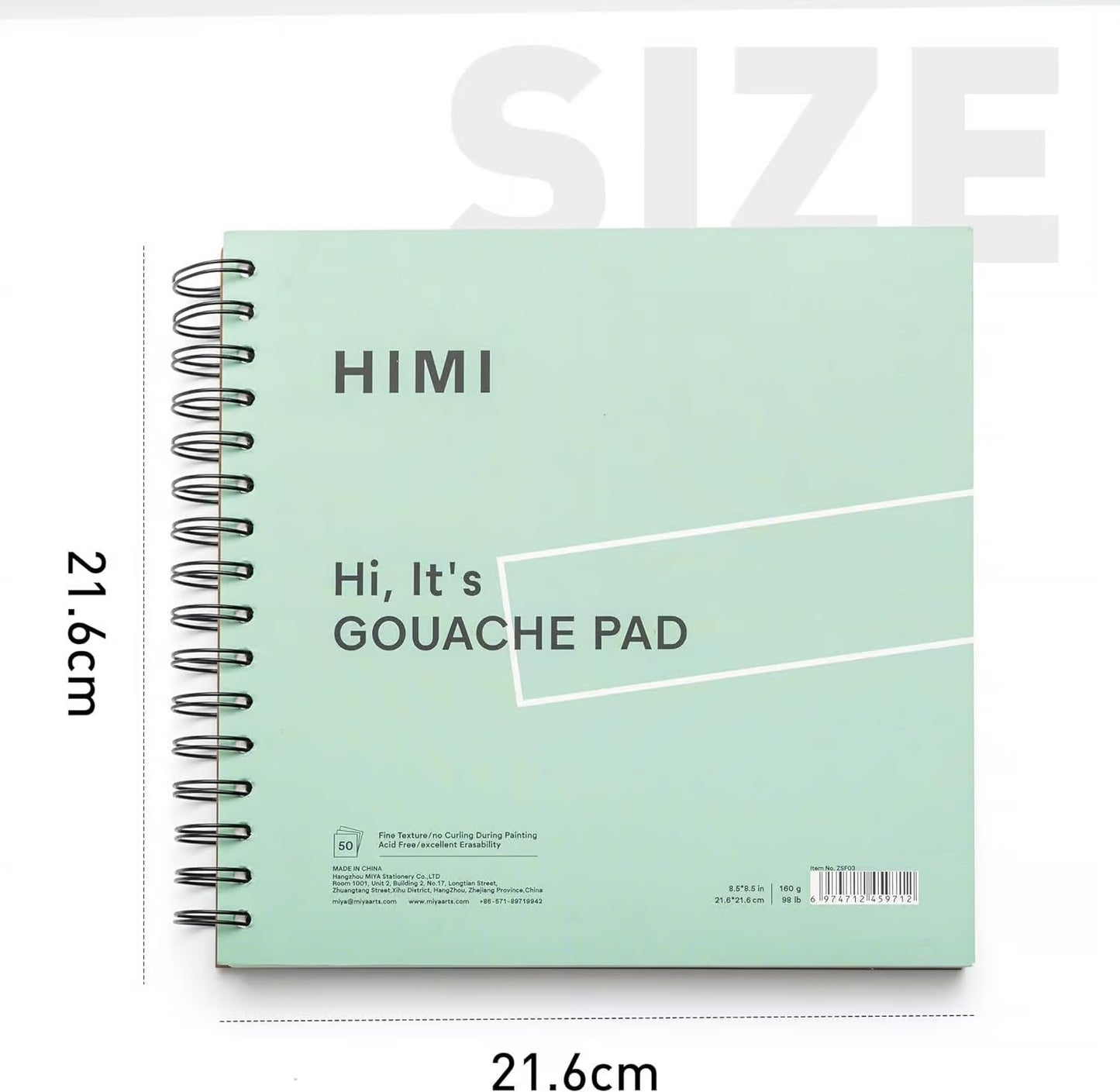 HIMI Gouache Pad – 20 x 20 cm ringband – 50 vellen – 160 gram – Green