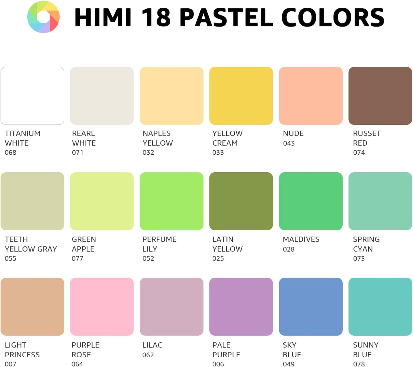 HIMI Gouache – set van 18 Pastel kleuren 30g – Lila