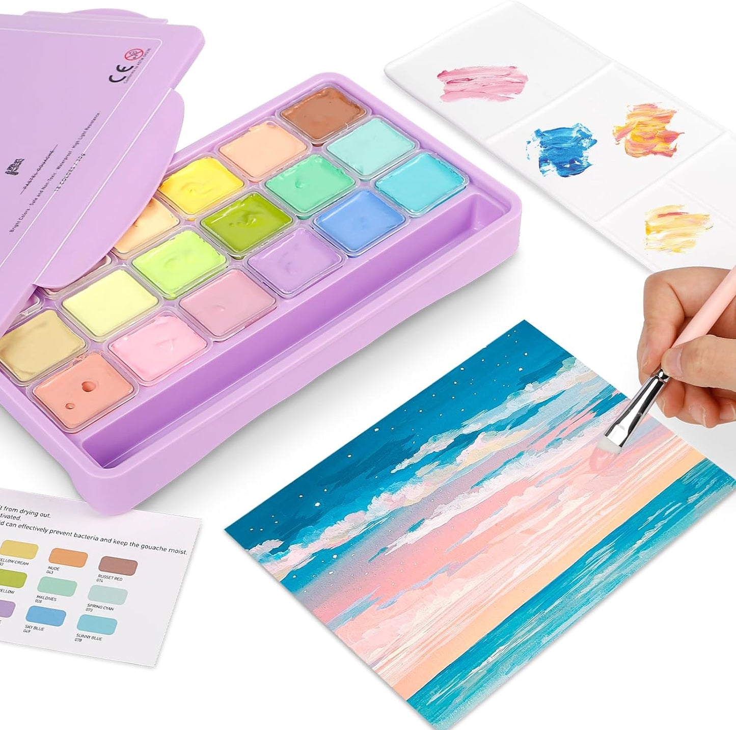 HIMI Gouache – set van 18 Pastel kleuren 30g – Lila