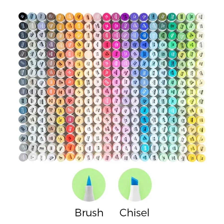 PRE-ORDER - Ohuhu Alcohol based Art markers Brush & chisel – set van 320 + Blender