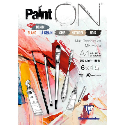 Clairefontaine - PaintON Mixed Media Papier 250g A4 Assorti 24x