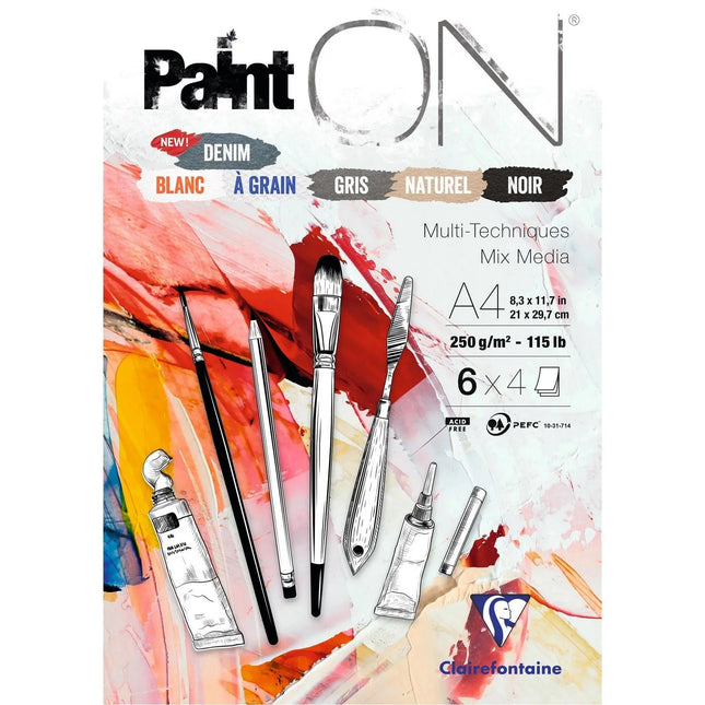 Clairefontaine - PaintON Mixed Media Papier 250g A4 Assorti 24x