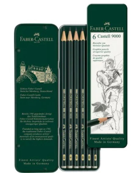 Faber-Castell - Tekenpotloden - 6 stuks - HB/B/2B/4B/6B/8B