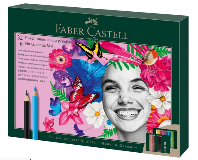 Faber-Castell - Tekenset Polychromos en Pitt Grafiet Mat 40-delig