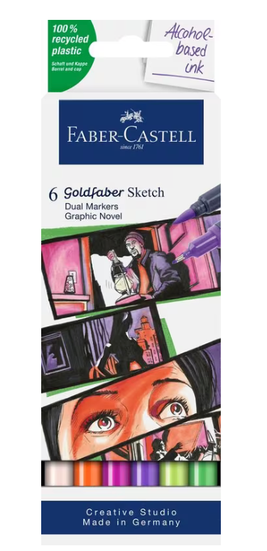 Faber-Castell - Sketchmarker Goldfaber etui 6 stuks Graphic novel op alcoholbasis