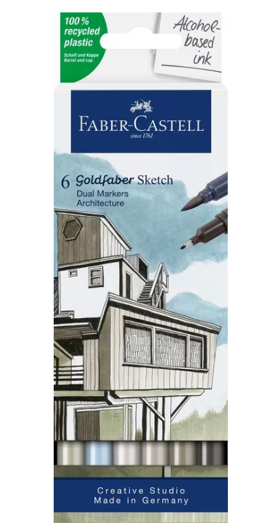 Faber-Castell - Sketchmarker Goldfaber etui 6 stuks Architecture op alcoholbasis