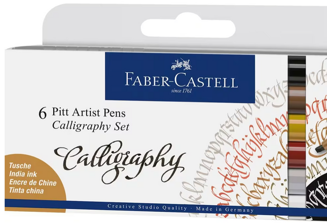 Faber-Castell - Tekenstift Pitt Artist Pen kalligrafieset 6x