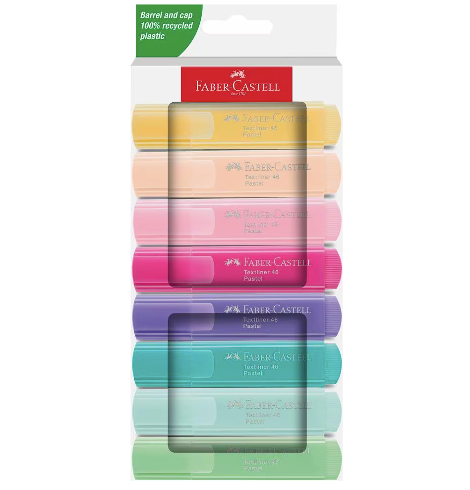 Faber-Castell - Markeerstift - Pastel 8stuks blush, roze, lila, turquoise, vanille, powder, tropic, licht groen