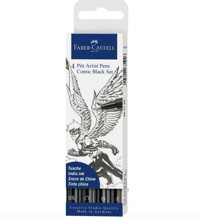 Faber-Castell - Tekenstift Pitt Artist Pen Comic 4-delige etui zwart