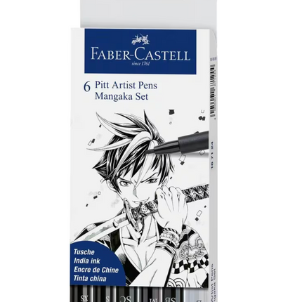 Faber-Castell - Tekenstift Pitt Artist Pen Mangaka 6-delig etui zwart