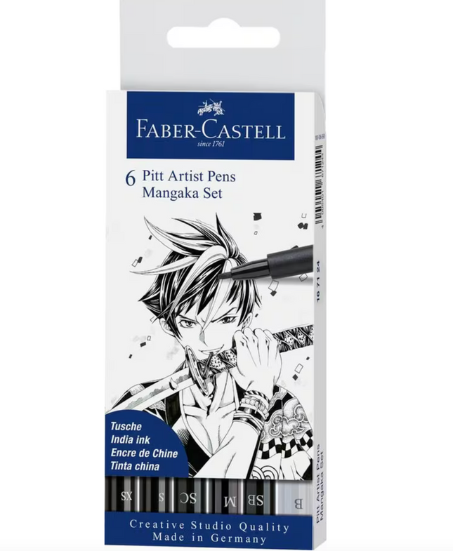 Faber-Castell - Tekenstift Pitt Artist Pen Mangaka 6-delig etui zwart