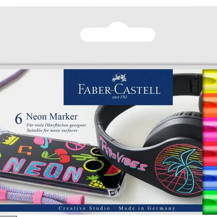 Faber-Castell - Markers Neon kleur assorti 6 stuks in etui.