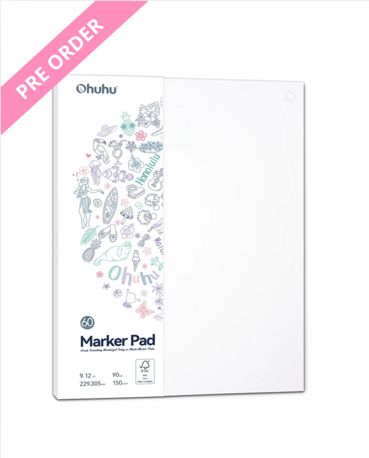 Ohuhu Marker Pads Art SketchbookOhuhu Bleedproof dubbelzijdig Alcohol marker papier pad 22,9 x 30,5 cm – 60 vellen lijm gebonden