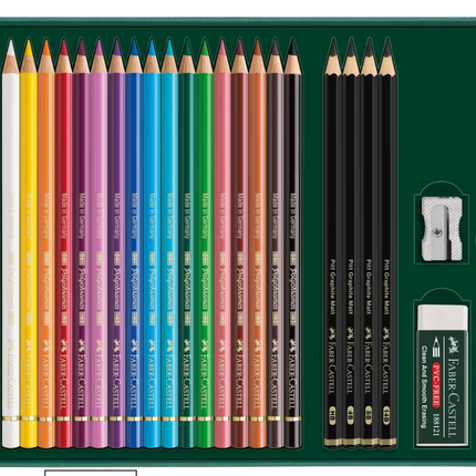 Faber-Castell - Tekenset Polychromos en Pitt Grafiet Mat 23-delig