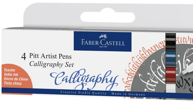 Faber-Castell - Tekenstift Pitt Artist Pen kalligrafieset van 4st