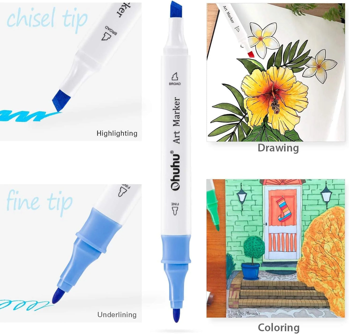 PRE-ORDER - Ohuhu Alcohol based Art markers – Fine & Chisel – set van 48