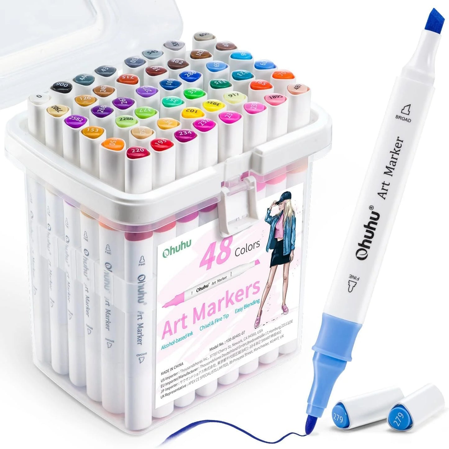 PRE-ORDER - Ohuhu Alcohol based Art markers – Fine & Chisel – set van 48