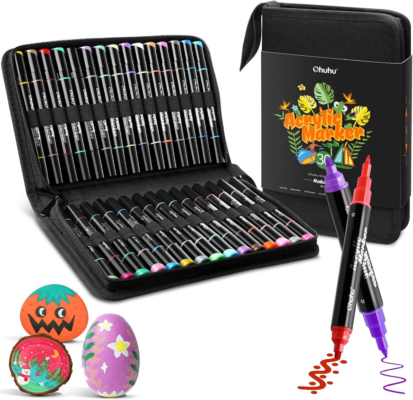 PRE-ORDER - Ohuhu Dual Nib Acrylic Marker Pens – set van 30