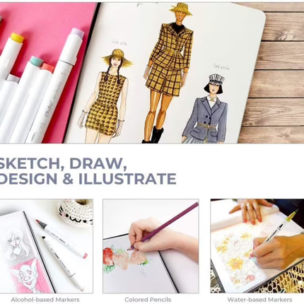 Ohuhu Bloc de papier marqueur alcoolisé 21 x 21 cm – 200 grammes – 78 feuilles