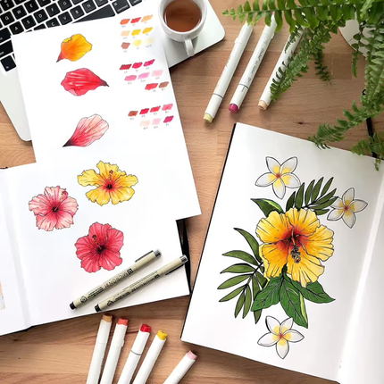 Ohuhu Bloc spiralé de papier marqueur alcoolisé 25,4 x 19,3 cm - 200 grammes - 60 feuilles