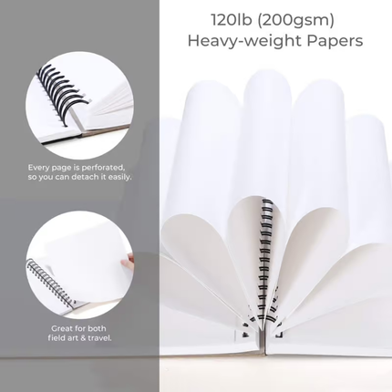 Ohuhu Bloc spiralé de papier marqueur alcoolisé 25,4 x 19,3 cm - 200 grammes - 60 feuilles